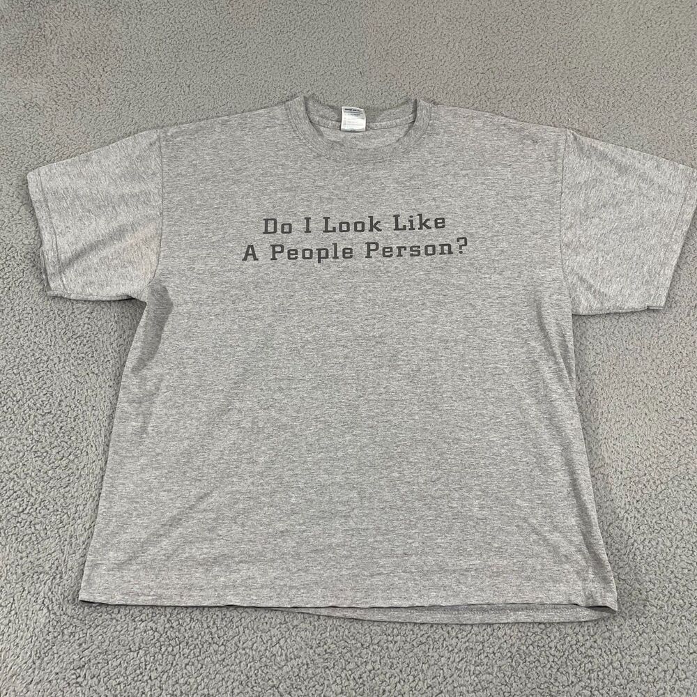 Vintage 90s Do I Look Like A People Person Shirt Adult XL Gray Short Sleeve Tee